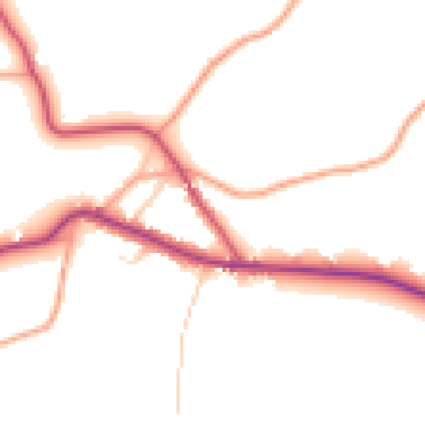 Daytime road noise heatmap for TN17 1DH