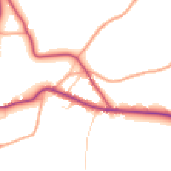 Daytime road noise heatmap for TN17 1DJ