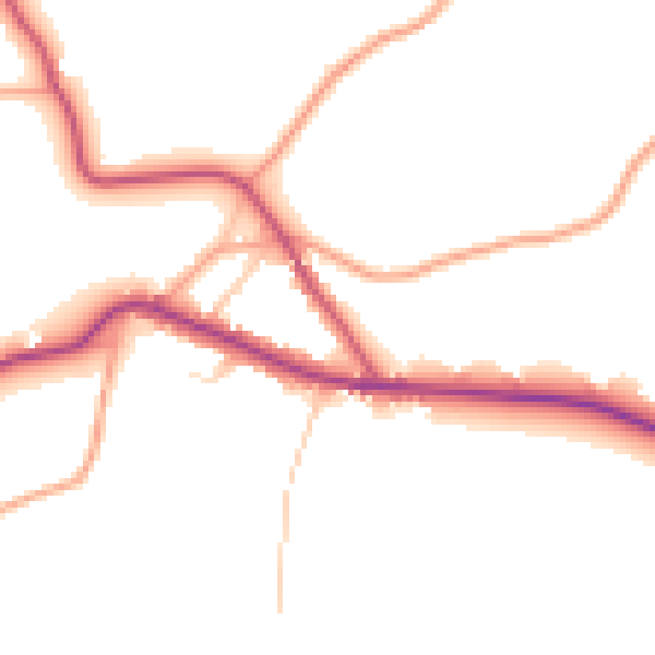 Daytime road noise heatmap for TN17 1DL