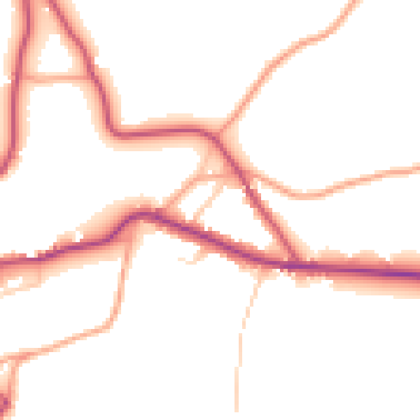 Daytime road noise heatmap for TN17 1DN
