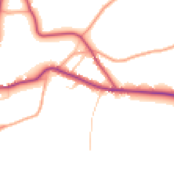 Daytime road noise heatmap for TN17 1DP