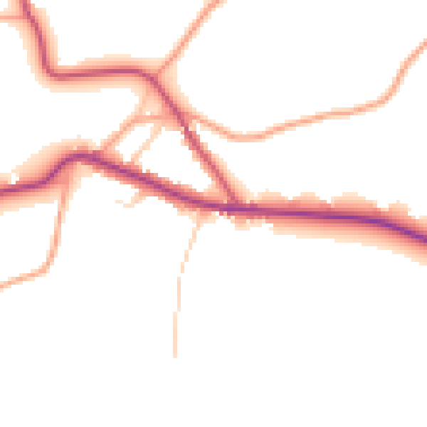 Daytime road noise heatmap for TN17 1DT