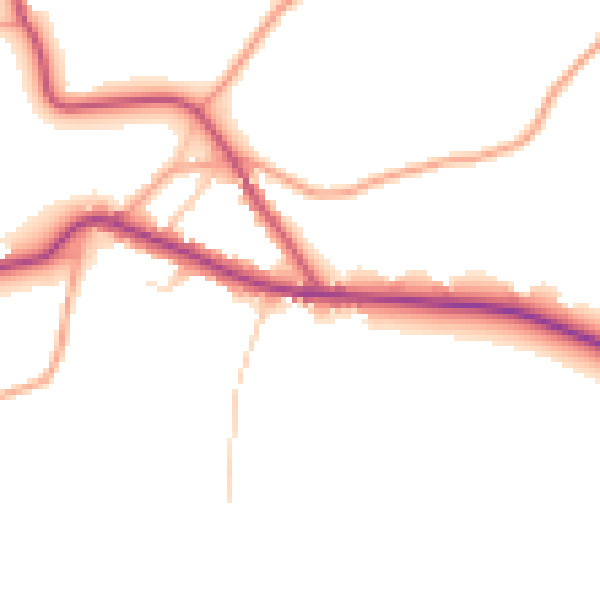 Daytime road noise heatmap for TN17 1DX