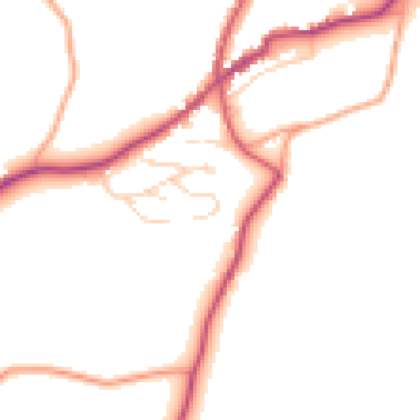 Daytime road noise heatmap for TN17 1EA