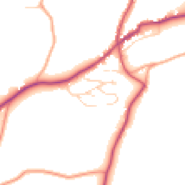 Daytime road noise heatmap for TN17 1EG