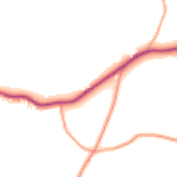 Daytime road noise heatmap for TN17 1EY