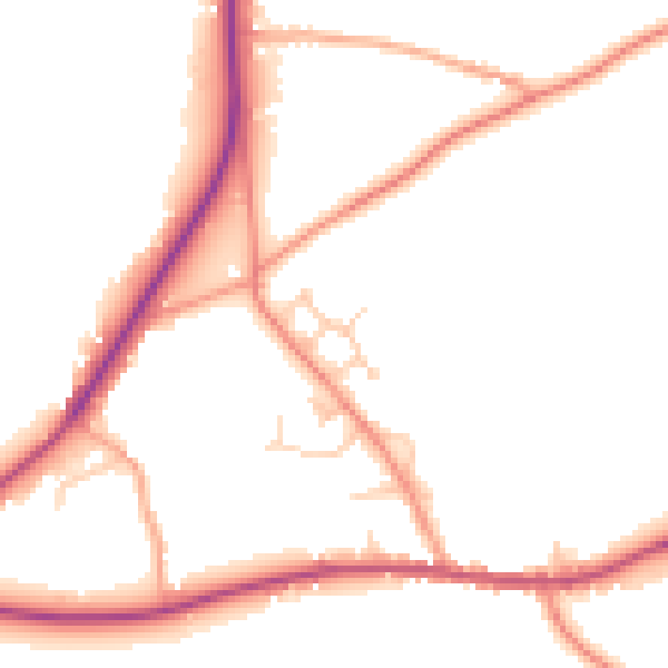 Daytime road noise heatmap for TN17 2DY