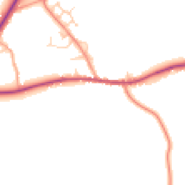 Daytime road noise heatmap for TN17 2EW