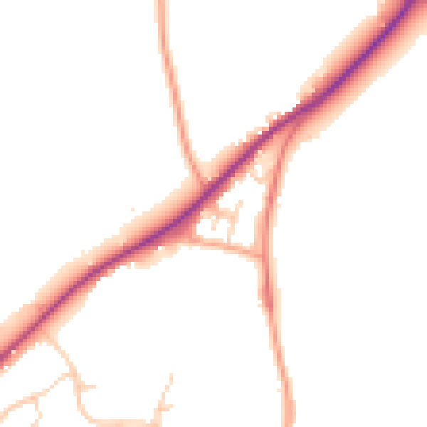Daytime road noise heatmap for TN17 2HJ