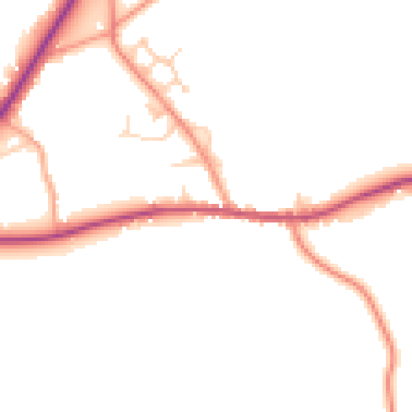 Daytime road noise heatmap for TN17 2JB
