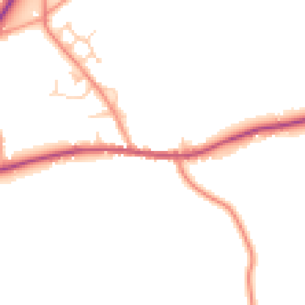 Daytime road noise heatmap for TN17 2JF