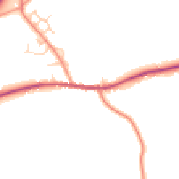 Daytime road noise heatmap for TN17 2JJ