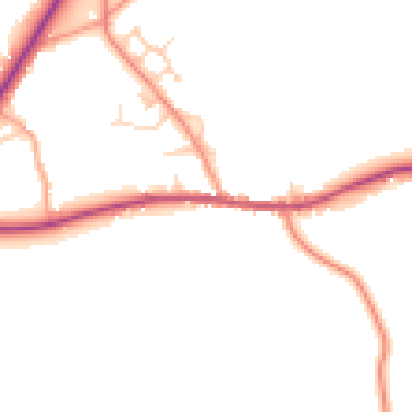 Daytime road noise heatmap for TN17 2JQ