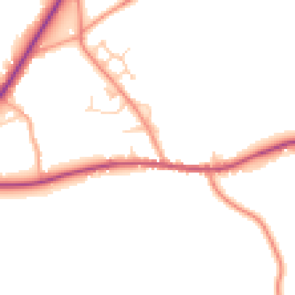 Daytime road noise heatmap for TN17 2JS