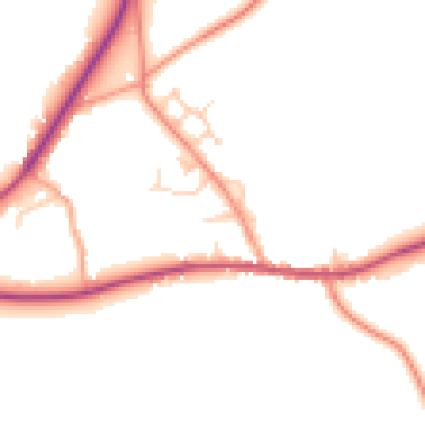 Daytime road noise heatmap for TN17 2JT