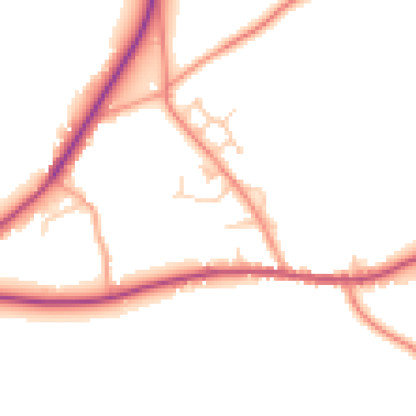 Daytime road noise heatmap for TN17 2JU