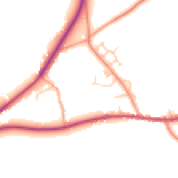 Daytime road noise heatmap for TN17 2JX