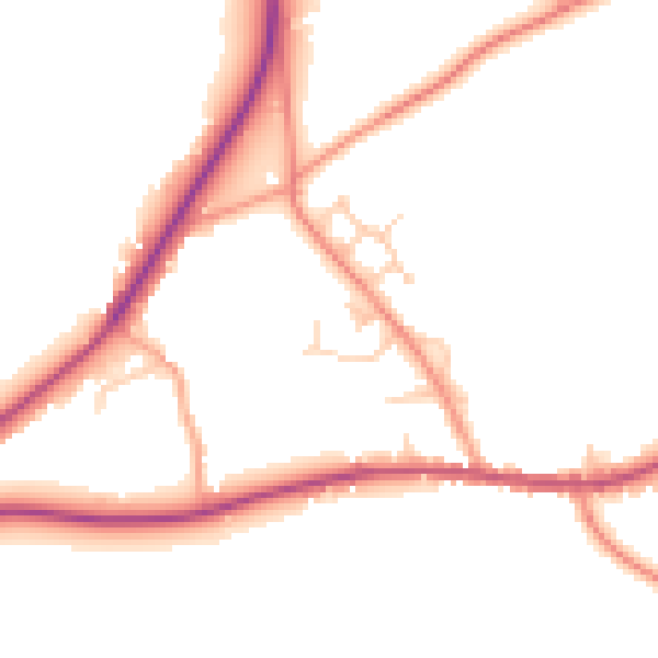 Daytime road noise heatmap for TN17 2JZ