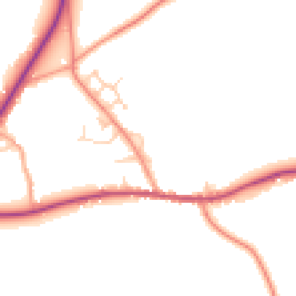Daytime road noise heatmap for TN17 2LA