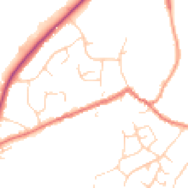Daytime road noise heatmap for TN17 3LB