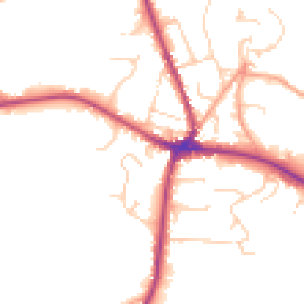 Daytime road noise heatmap for TN18 4AF