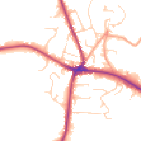 Daytime road noise heatmap for TN18 4AG