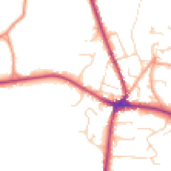 Daytime road noise heatmap for TN18 4AH