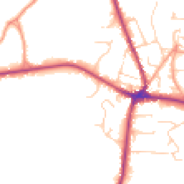 Daytime road noise heatmap for TN18 4AJ