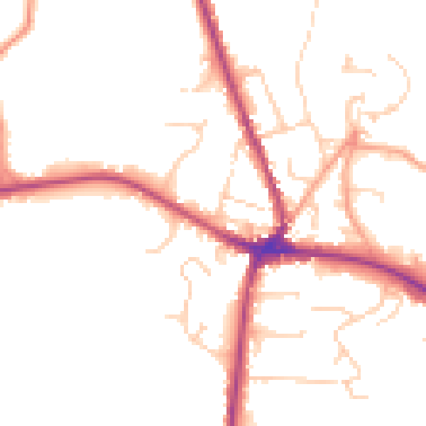 Daytime road noise heatmap for TN18 4AL