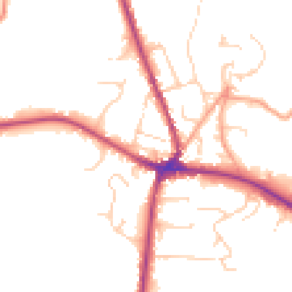 Daytime road noise heatmap for TN18 4AN