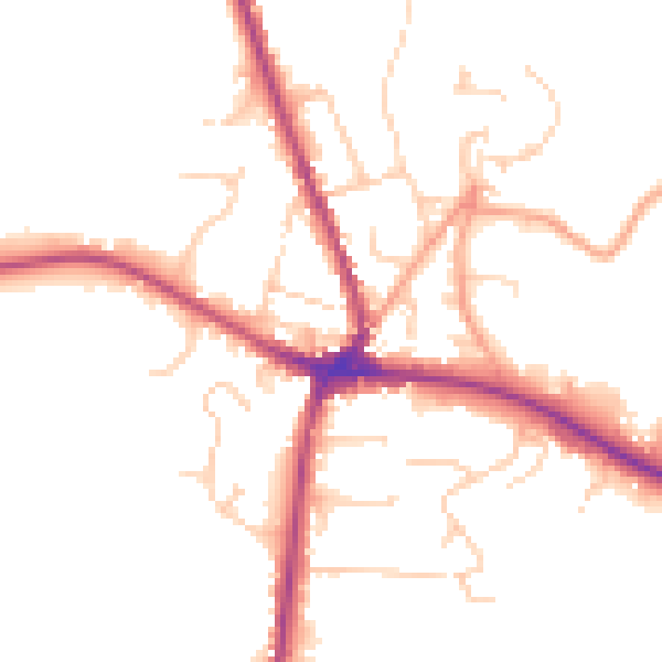 Daytime road noise heatmap for TN18 4AP