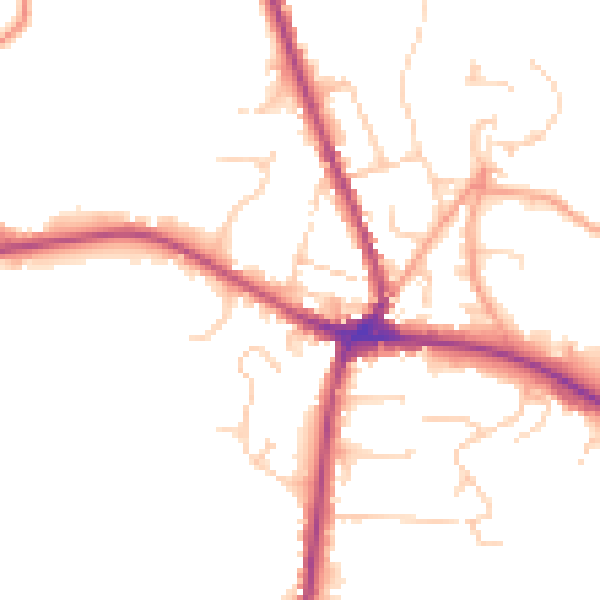 Daytime road noise heatmap for TN18 4AQ