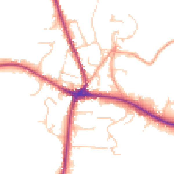 Daytime road noise heatmap for TN18 4AR