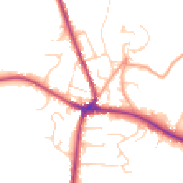 Daytime road noise heatmap for TN18 4AS