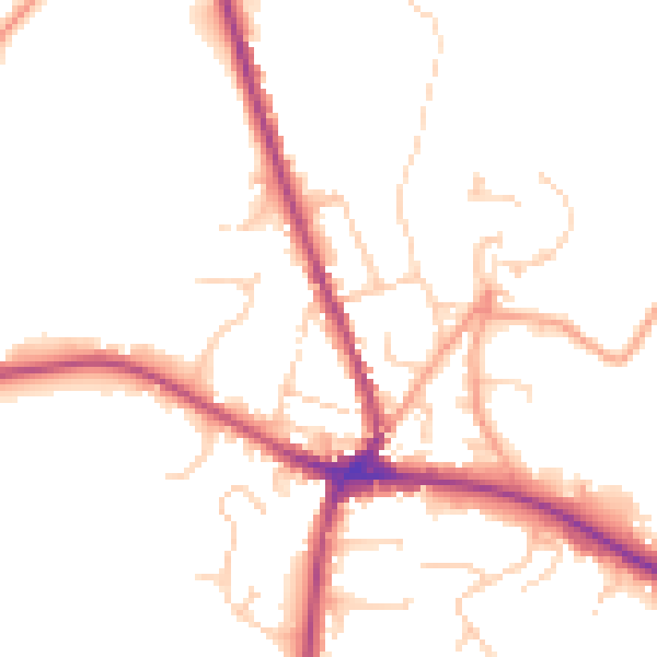 Daytime road noise heatmap for TN18 4AT