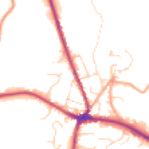 Daytime road noise heatmap for TN18 4AU