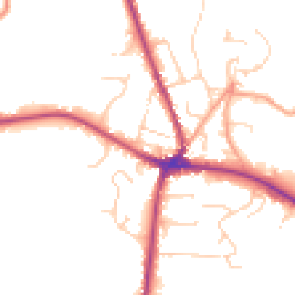 Daytime road noise heatmap for TN18 4AW