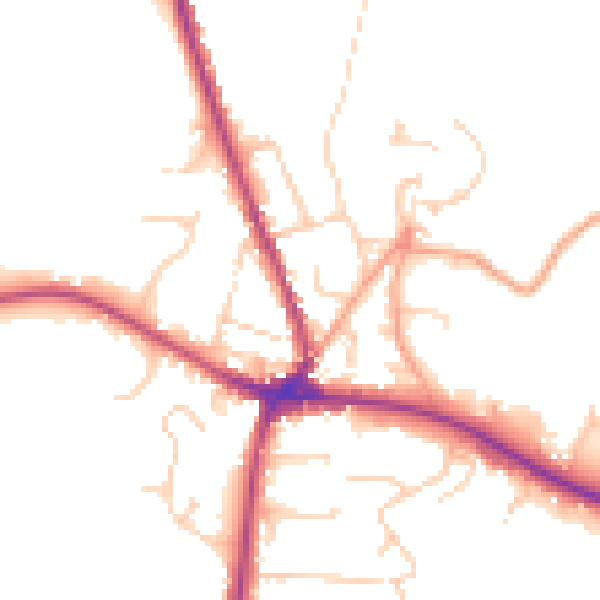Daytime road noise heatmap for TN18 4AX