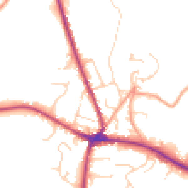 Daytime road noise heatmap for TN18 4AY