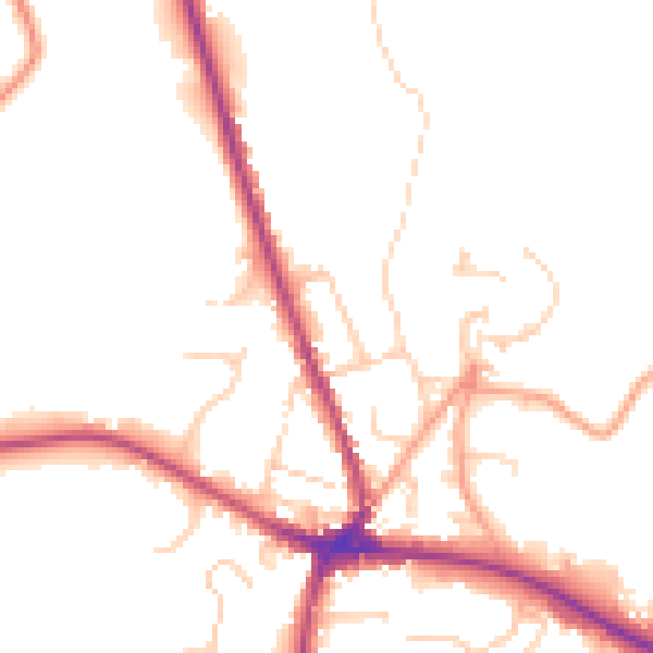 Daytime road noise heatmap for TN18 4BA