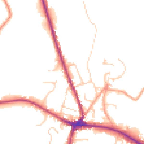 Daytime road noise heatmap for TN18 4BB
