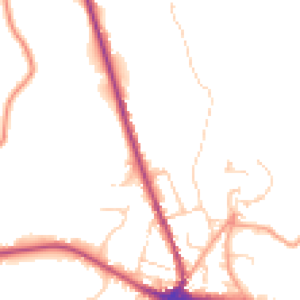 Daytime road noise heatmap for TN18 4BD