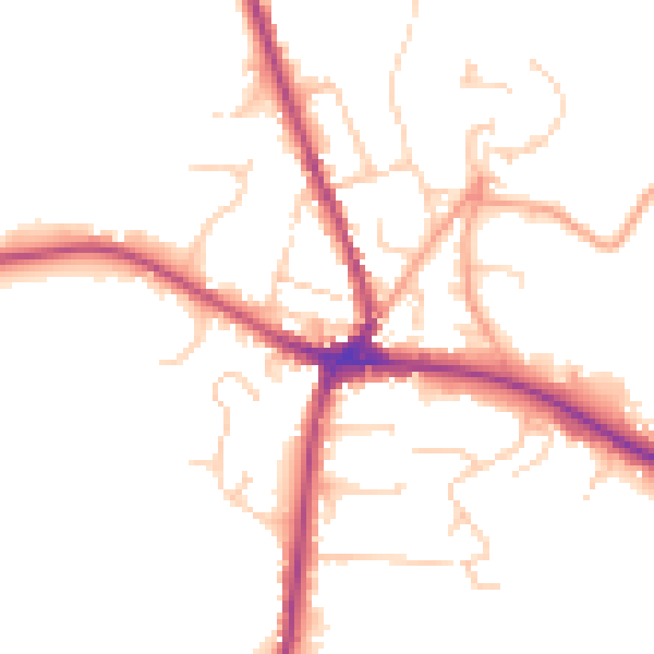 Daytime road noise heatmap for TN18 4BF