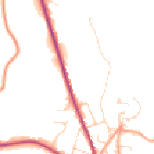 Daytime road noise heatmap for TN18 4BG