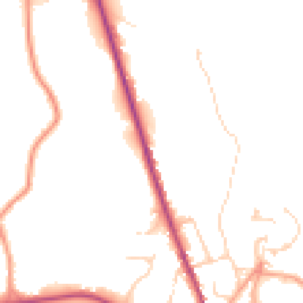 Daytime road noise heatmap for TN18 4BH