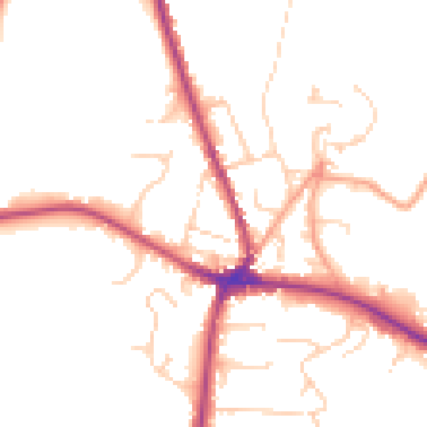Daytime road noise heatmap for TN18 4BJ