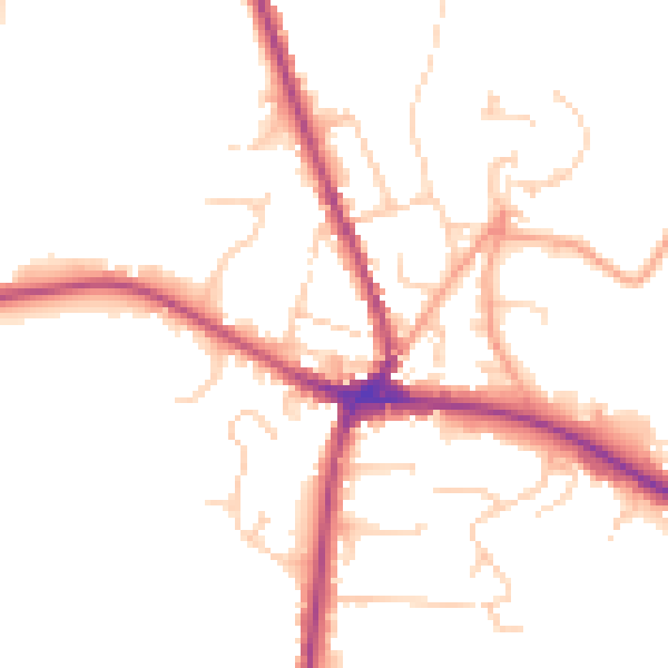 Daytime road noise heatmap for TN18 4BL