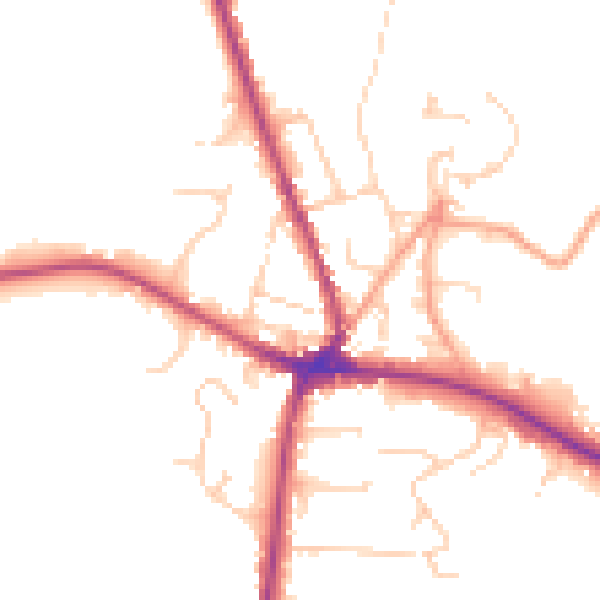 Daytime road noise heatmap for TN18 4BN