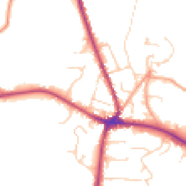 Daytime road noise heatmap for TN18 4BP