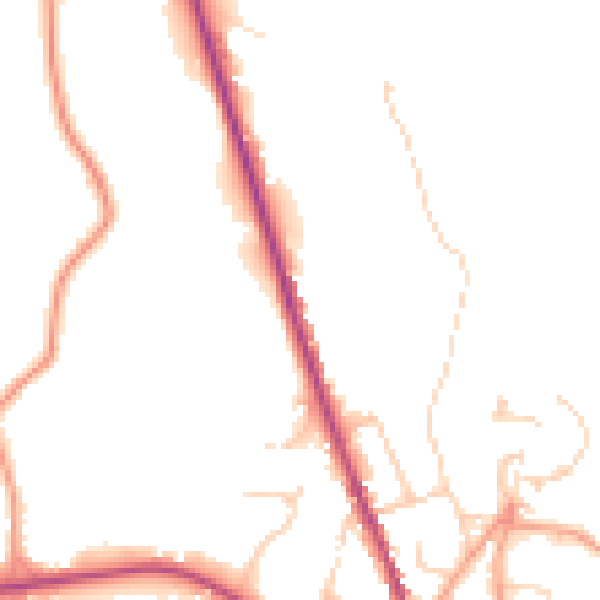 Daytime road noise heatmap for TN18 4BQ
